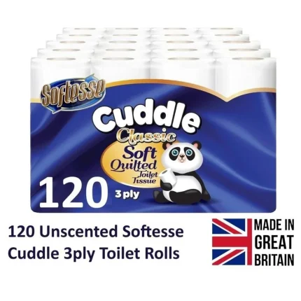 Panda Cuddle SoftQuilted Toilet Rolls,Super Quality classic 3Ply Toilet TissueUnscented, ProvideUltimate QuiltedComfort-120 Rolls