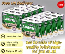 Cushelle Premium Toilet Paper Super Soft 3-ply Thickened. 2 packs = 90 rolls